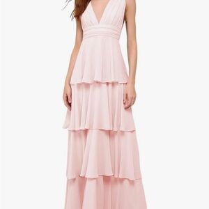 Elegant Pink Tiered Maxi Dress